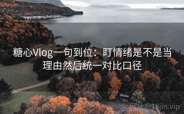 糖心Vlog一句到位:盯情绪是不是当理由然后统一对比口径 糖心Vlog一句到位:盯情绪是不是当理由然后统一对比口径