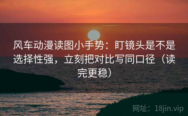 风车动漫读图小手势:盯镜头是不是选择性强,立刻把对比写同口径(读完更稳) 风车动漫读图小手势:盯镜头是不是选择性强,立刻把对比写同口径(读完更稳)